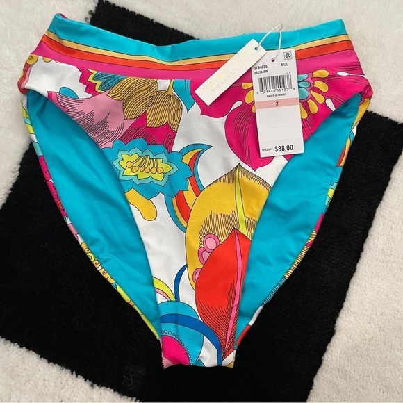 Trina Turk NWT Banded Twist Back High Waist Swim Bottom Size 2 - Picture 1 of 15